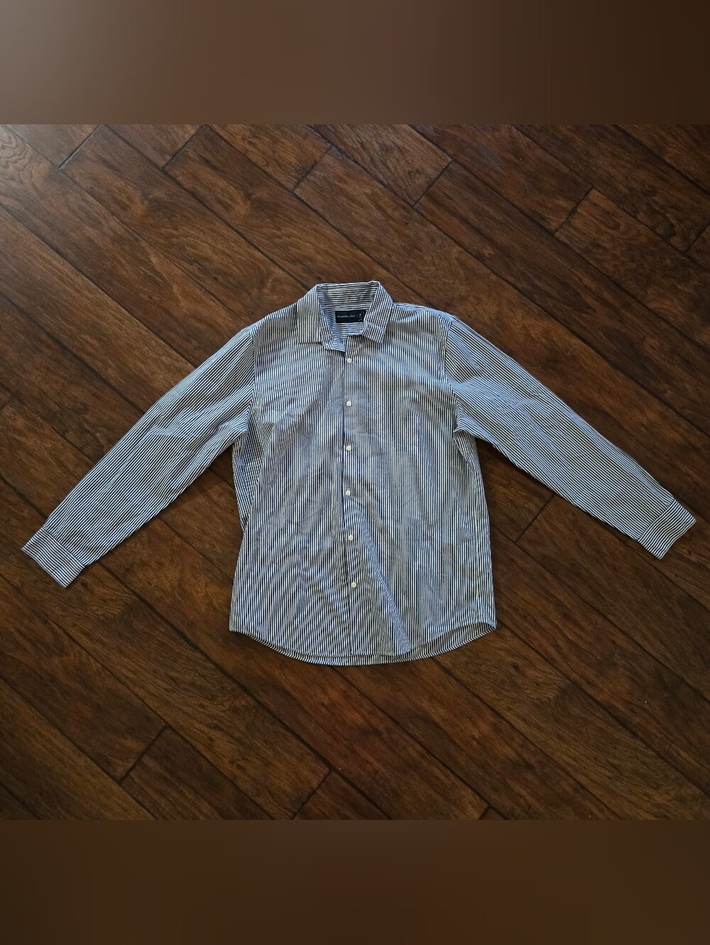 NWT Men's Abercrombie Blue and White Striped Dress Shirt Size XL Tall